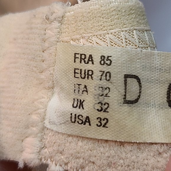 Vintage Chantelle Bra 32D Ivory Mesh Lace Unlined Underwire Made in France - Picture 7 of 11